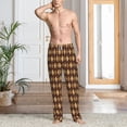 thumbnail image 2 of Logiee Argyle of brown Print Pajama Pants for Men,Men’s Pajama Bottoms,Mens PJ Pants with Pockets & Button Fly-Large, 2 of 6