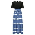 thumbnail image 4 of Summer Dresses For Women 2025 Floral Print Wrap Short Sleeve Maxi Dress Patchwork Ruffle Hem A Line Dress, 4 of 5