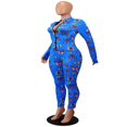 thumbnail image 4 of Women Long Sleeve Front Zipper Bodycon Jumpsuit Rompers Overall, 4 of 6
