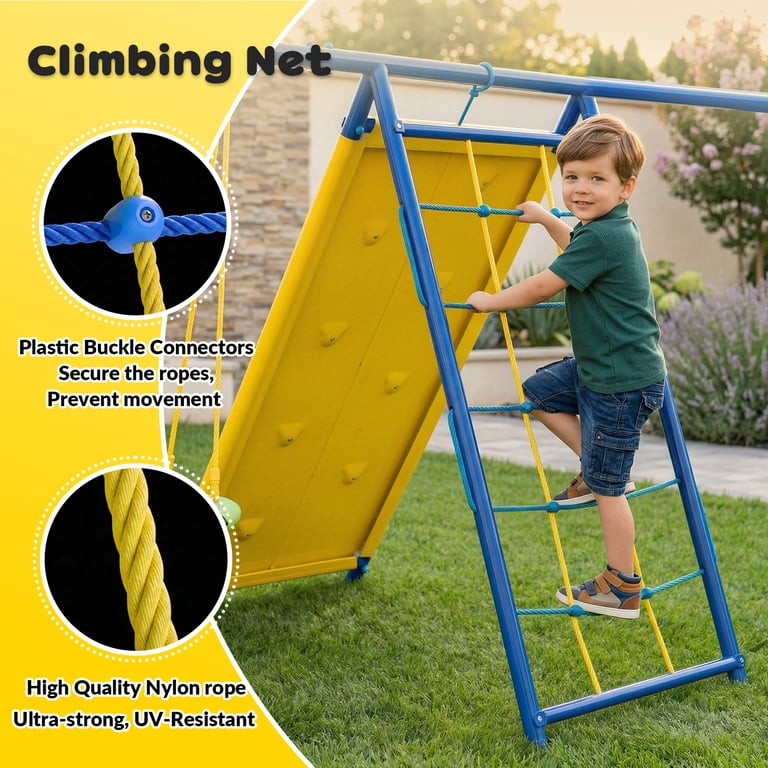 6 in1 Metal Swing Sets,Gardwin Heavy-Duty Outdoor Swing sets for