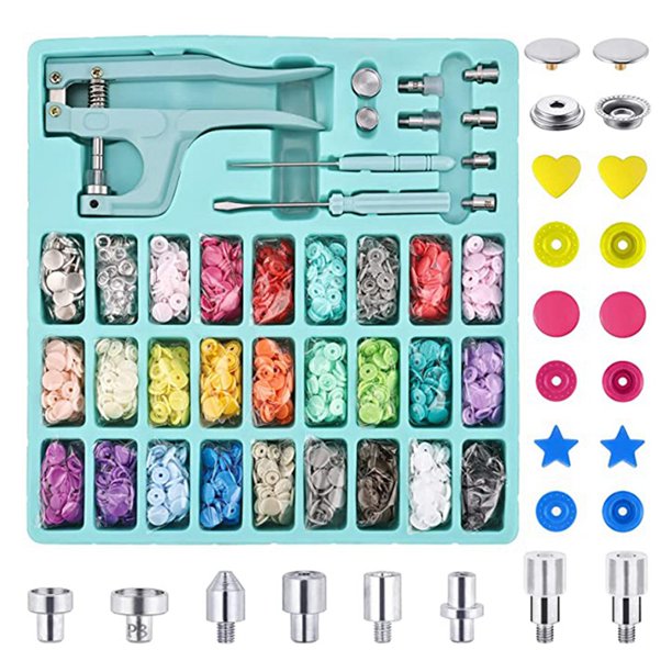T5 Plastic and Metal Snap Buttons with Snaps Pliers Set,Colorful Round