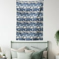 thumbnail image 4 of Fish Tapestry, Asian Inspired Geometric Aquarium Animal Geometric Pattern Cartoon Style, Wall Hanging for Bedroom Living Room Dorm Decor, 40W X 60L Inches, Slate and Cadet Blue Tan, by Ambesonne, 4 of 5