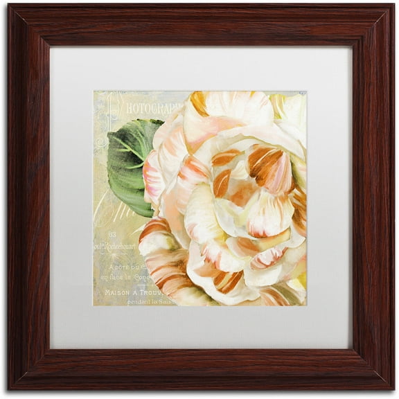 Trademark Fine Art "Camellias I" Canvas Art by Color Bakery White Matte, Wood Frame