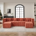 thumbnail image 3 of BEHOST 130" 6-Piece Modular Sectional Sofa with 2 Movable Ottomans, U-Shaped Cloud Couch for Living Room, Modern Chenille Deep Seat Sofa Set, Flexible Oversized Sleeper Couches, Christmas Rust Red, 3 of 11