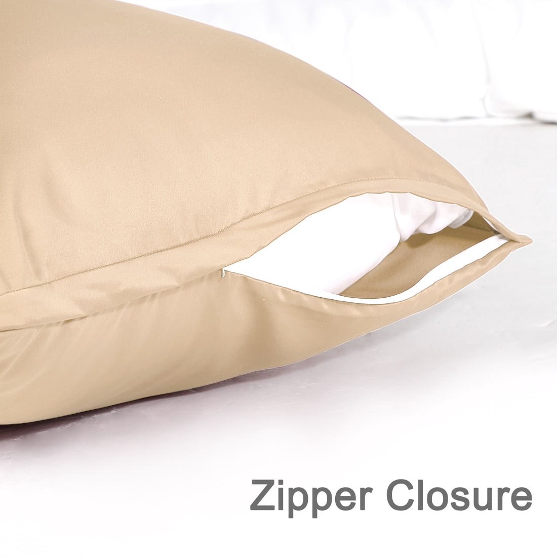 Unique Bargains 2 Pack Silky Satin Body Pillow Cases Champagne 21" x 60"