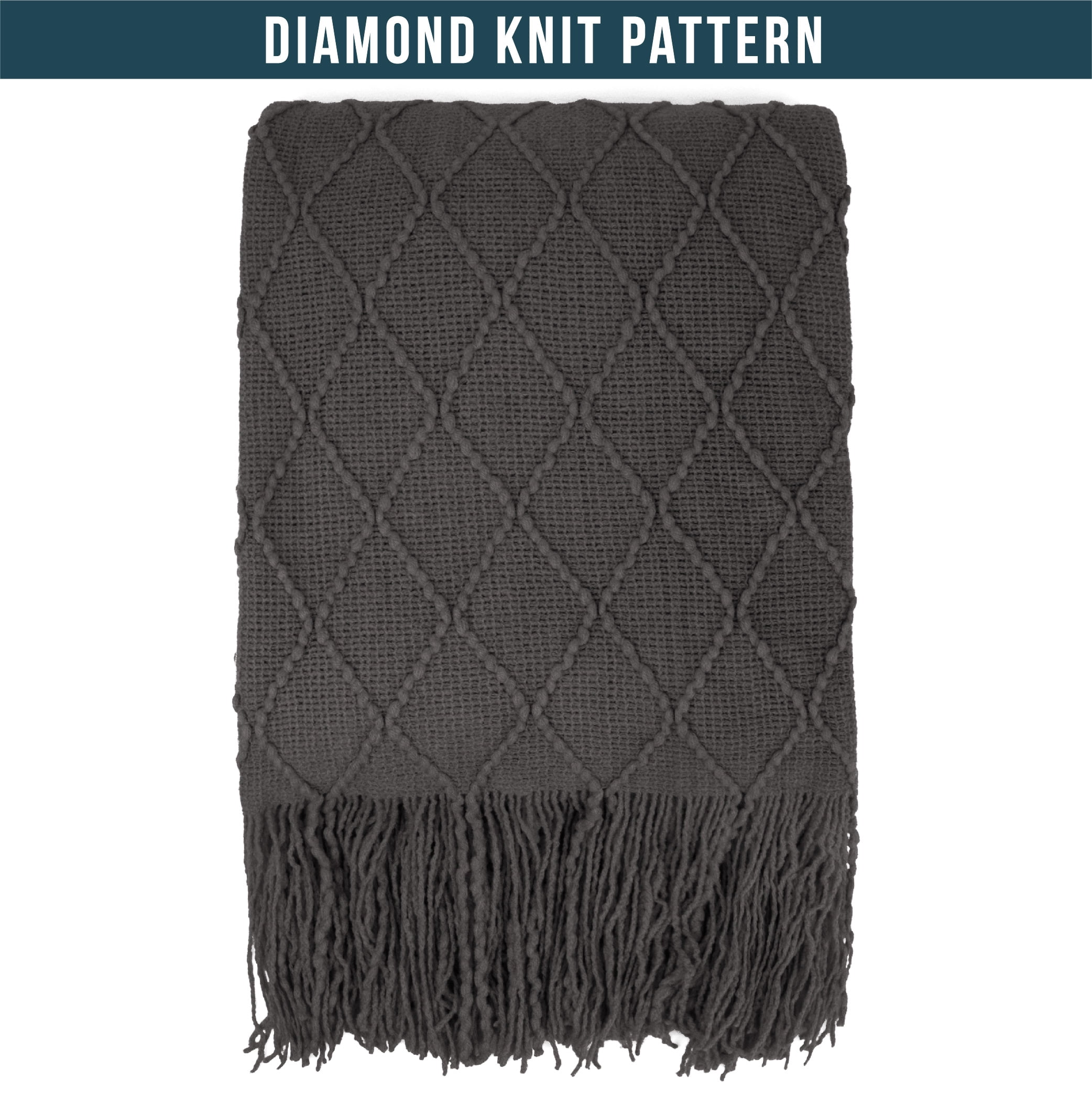 PAVILIA Dark Gray Knit Throw Blanket for Couch, Twin Bed, Soft Knitted Farmhouse Sofa Throw for Living Room, Lightweight Decorative Summer Blanket for Chair, Outdoor Textured Boho Blanket, 60x80