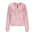 thumbnail image 5 of Jacket for Women Fall Zipper Sequin Glitter Cropped Long Sleeve Bomber Sparkly Party Fall Winter Clothes, 5 of 5