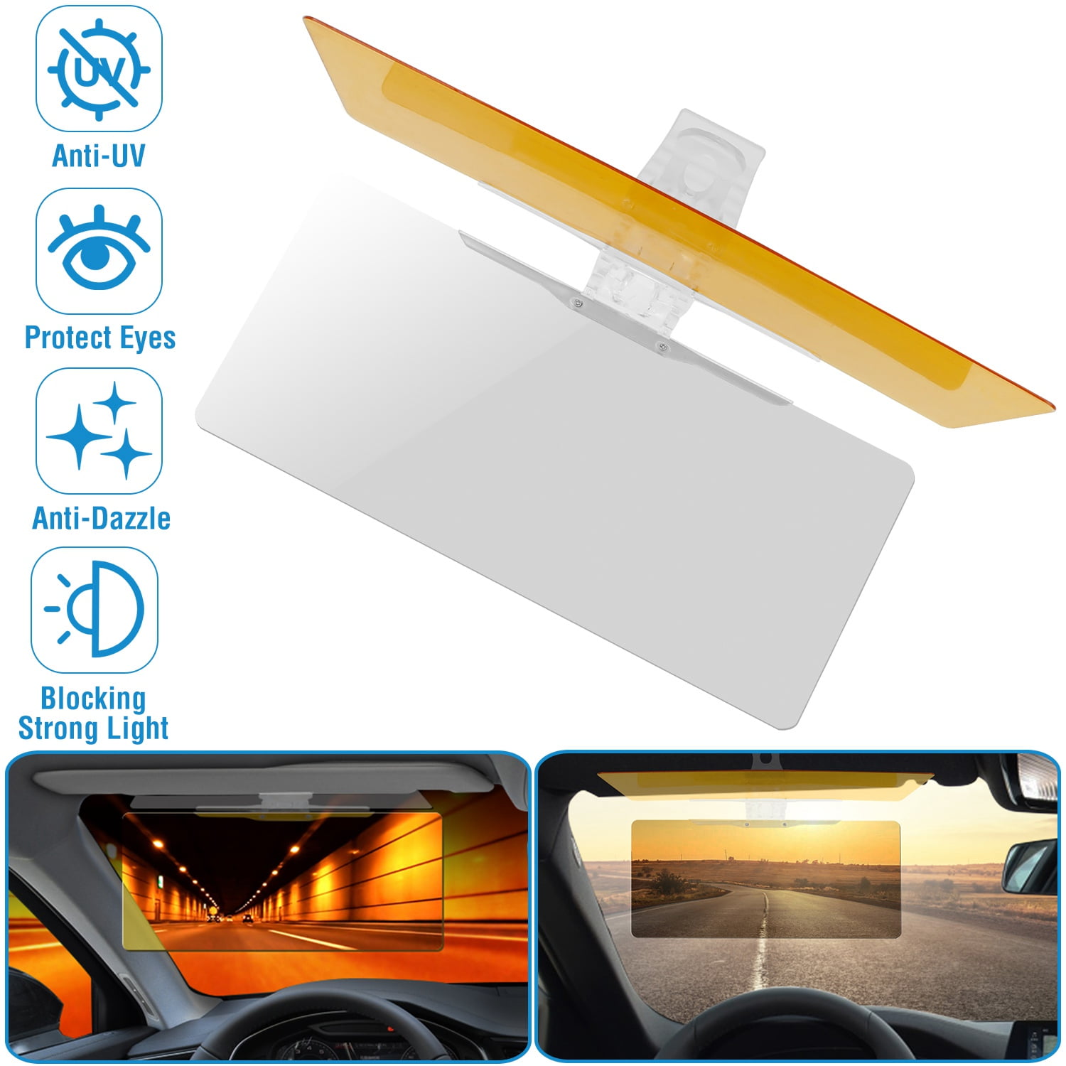 iMounTEK 2 IN 1 AntiGlare Auto Sun Visor Day Night Driving HD Clip Sun Shield Blocker Anti