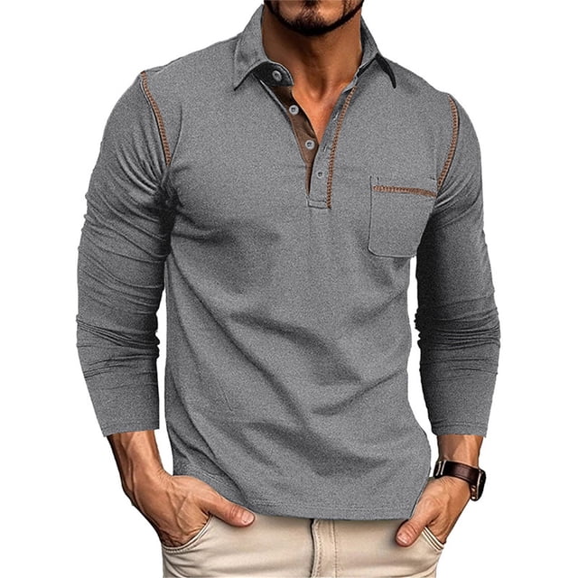 Camisa clásica a cuadros con botones para hombre: manga larga, mezcla de algodón, corte regular, ideal para ocasiones informales y de trabajo.