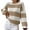 Khaki, variant on Women's Casual Striped Sweater Long Sleeve Pullover Crew Neck, Comfortable and Versatile, Great for Everyday Wear and Seasonal Outfits,Gray,S