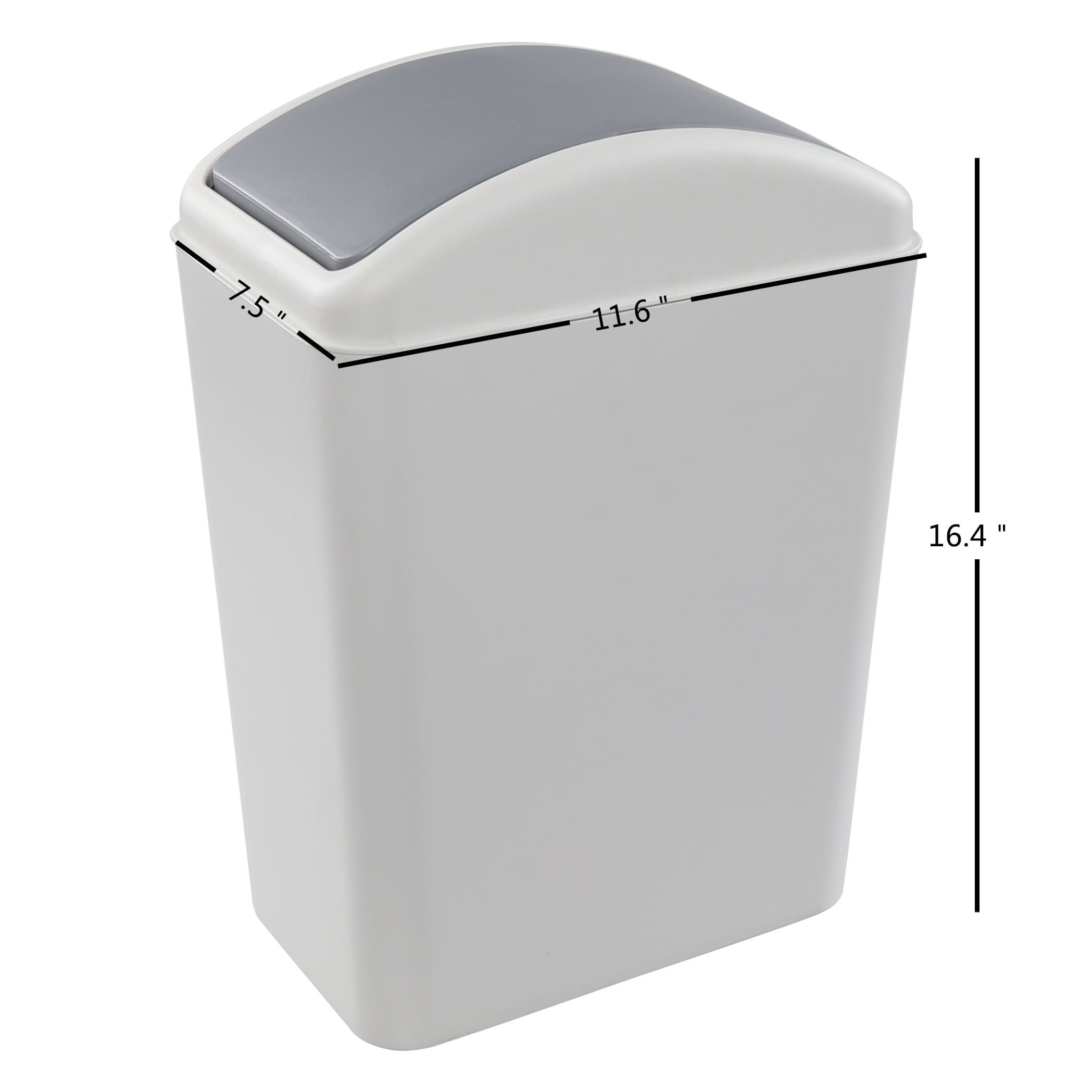 Tstorage 4.5 Gallon Plastic Trash Can with Swing Lid, Swing Top Garbage Can, 3 Packs, Gray