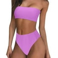 thumbnail image 2 of Viikei Bathing Suit for Women Crop Top High Waisted Bikini Set Solid Color Swimsuits, 2 of 8