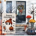 thumbnail image 3 of Halloween Ghost Garden Flag 12x18 Vertical Double Sided Black Bat Happy Fall Holiday Outside Decorations Burlap Yard Flag BW836, 3 of 6