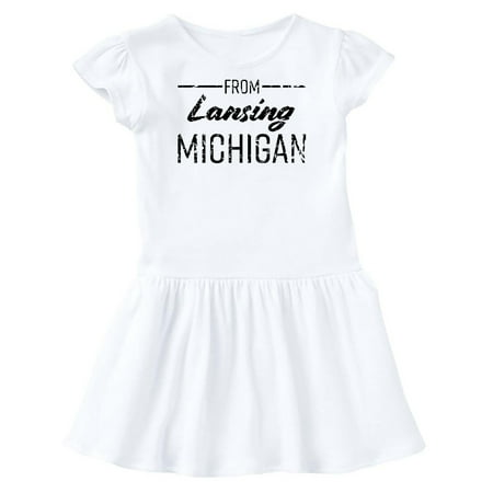 

Inktastic From Lansing Michigan in Black Distressed Text Gift Toddler Girl Dress