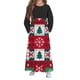 thumbnail image 4 of Vestido de manga larga con cuello redondo para niña, estampado navideño, manga larga, cuello redondo, bolsillos, falda larga informal para adultos, vestido de poliéster para niña., 4 of 5