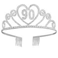 thumbnail image 1 of SHISUYAN 1PC Crown Hollow Alloy Rhinestone Crown with Hair Comb for 90th Birthday, 1 of 7