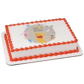 Winnie The Pooh Happy 1st Birthday 7 5 Round Sheet Image Cake
