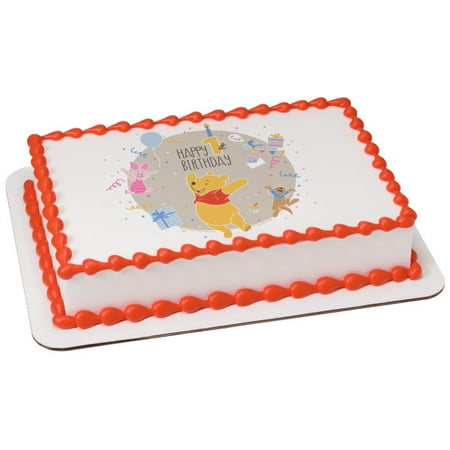 Winnie The Pooh Happy 1st Birthday 1 4 Sheet Image Cake Topper