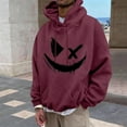 thumbnail image 2 of CFLVAEK Graphic Hoodies for Men Oversized Long Sleeve Hooded Sweatshirts Big and Tall Drawstring Pullover Tops Fall Fashion Clothes 2025 Wine XXXL, 2 of 6