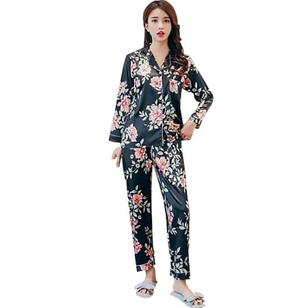 

KAWELL Pajamas Set Long Sleeve Sleepwear Womens Button Down Nightwear Soft Pj Lounge Sets M-XXXL