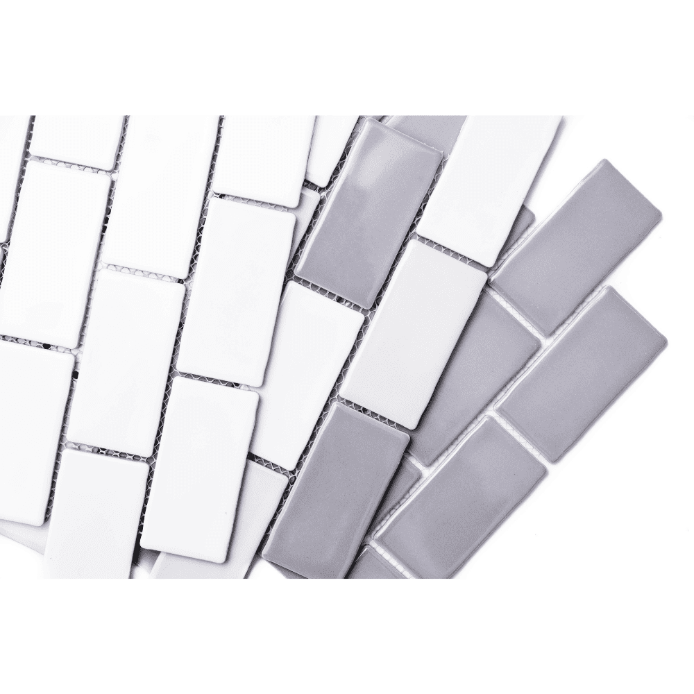 The Tile Life Metro Snow White Glossy Porcelain Subway Mosaic Wall Tile, 12 x 12 in, 10-Piece