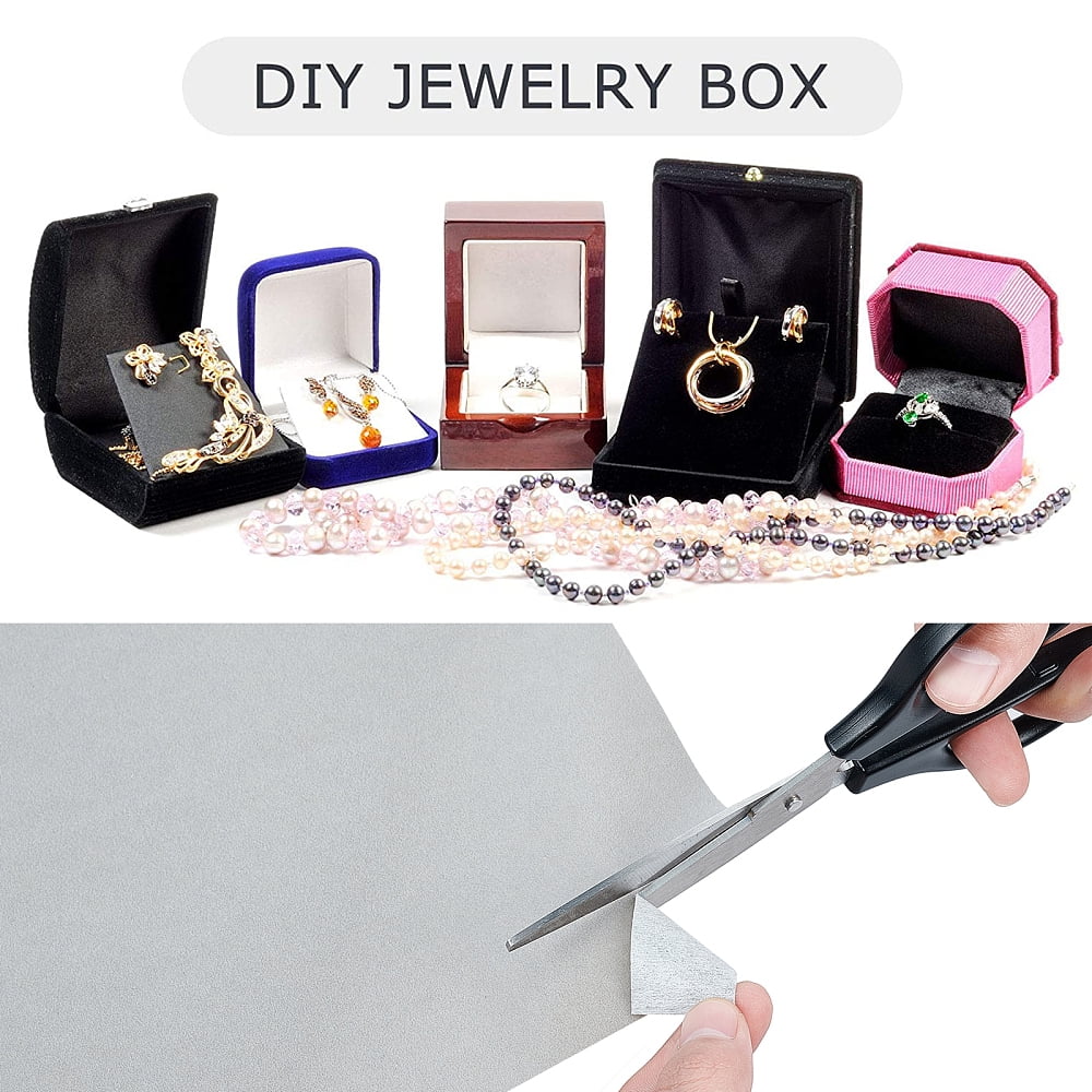1set Jewelry Flocking Cloth Self-adhesive Fabric Silver 40x28.9~29cm 12sheets/set DIY
