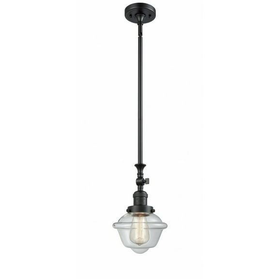 206-BK-G532-Innovations Lighting-Oxford - 1 Light Stem Hung Tiltable Mini Pendant In Traditional Style-12 Inches Tall and 7.5 Inches Wide-Matte Black