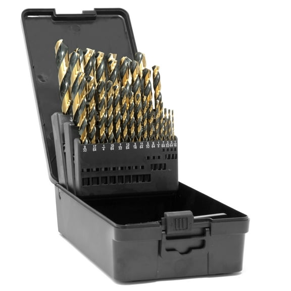 WEN 29-Piece Fully Ground Black Gold HSS Jobber Drill Bit Set with Carrying Case