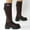 #141-Brown, variant on Women's Winter Knee-High Boots Fashion Casual - Solid Color Round Toe Front Zipper Chunky Low Heel Knee-Length Boots