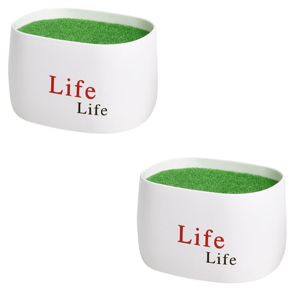 Specollect 2 Pcs Plastic Flowerpot Set, Thickened Flocking Round Plant Pot with Drainage Holes, Durable Decorative Indoor Outdoor Garden Planter for Succulents Herbs