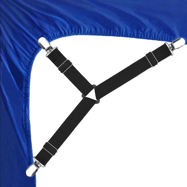 Bed Sheet Holder Straps, Triangle Adjustable Elastic Fitted Sheet Clips