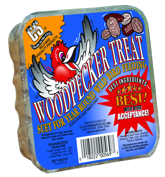 C&S Products Woodpecker Treat Suet, For Year Round Feeding, 11 oz Cake