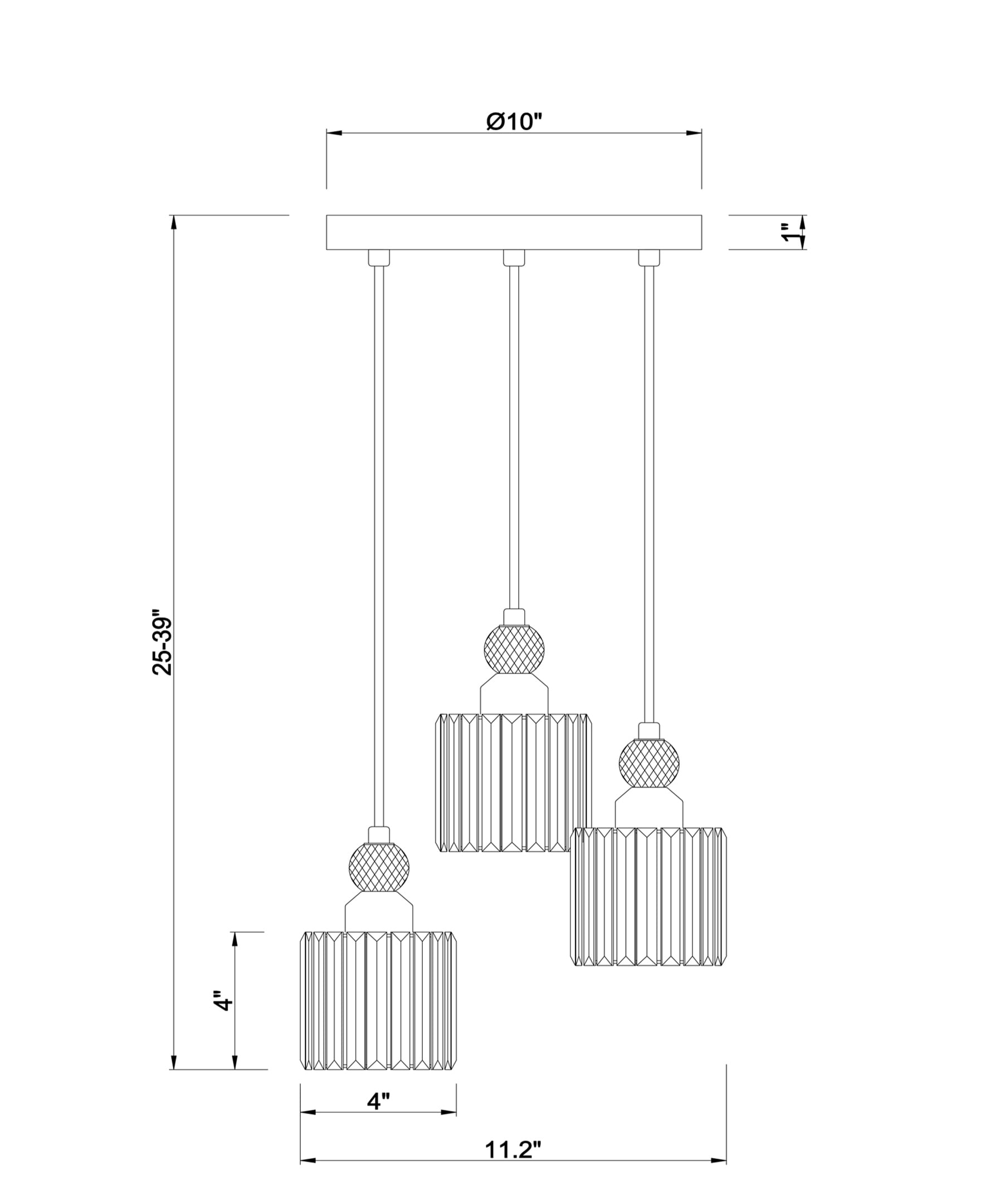 Srai 11 in. 3-Light Indoor Matte Black and Brass Finish Chandelier with Light Kit