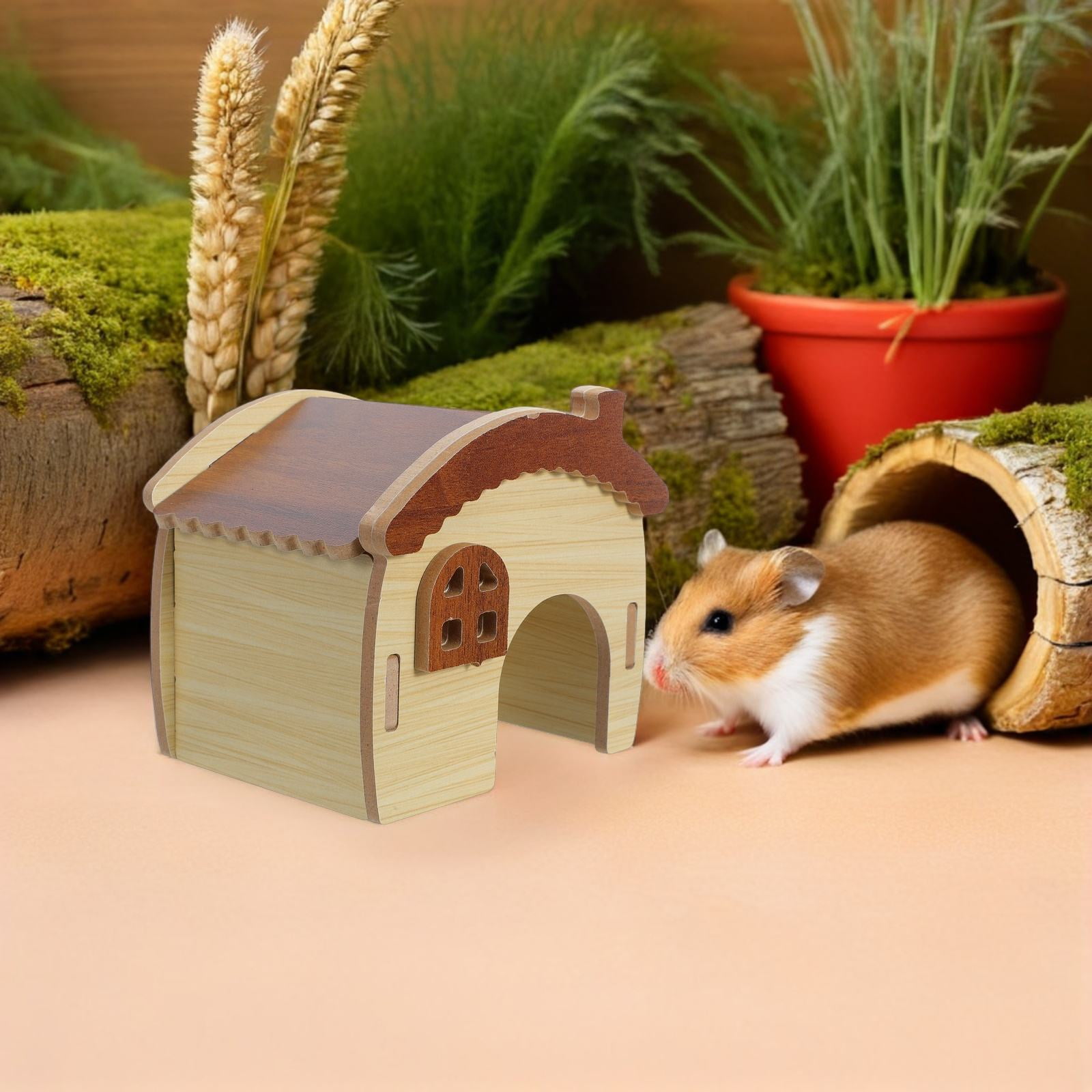 Nicehomfit Rustic Wooden Small Animal House for Hamsters Gerbils and Sugar Gliders in Cage Decor