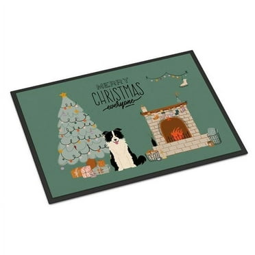 Carolines Treasures CK7681JMAT 24 x 36 in. Black White Border Collie Christmas Everyone Indoor or Outdoor Mat