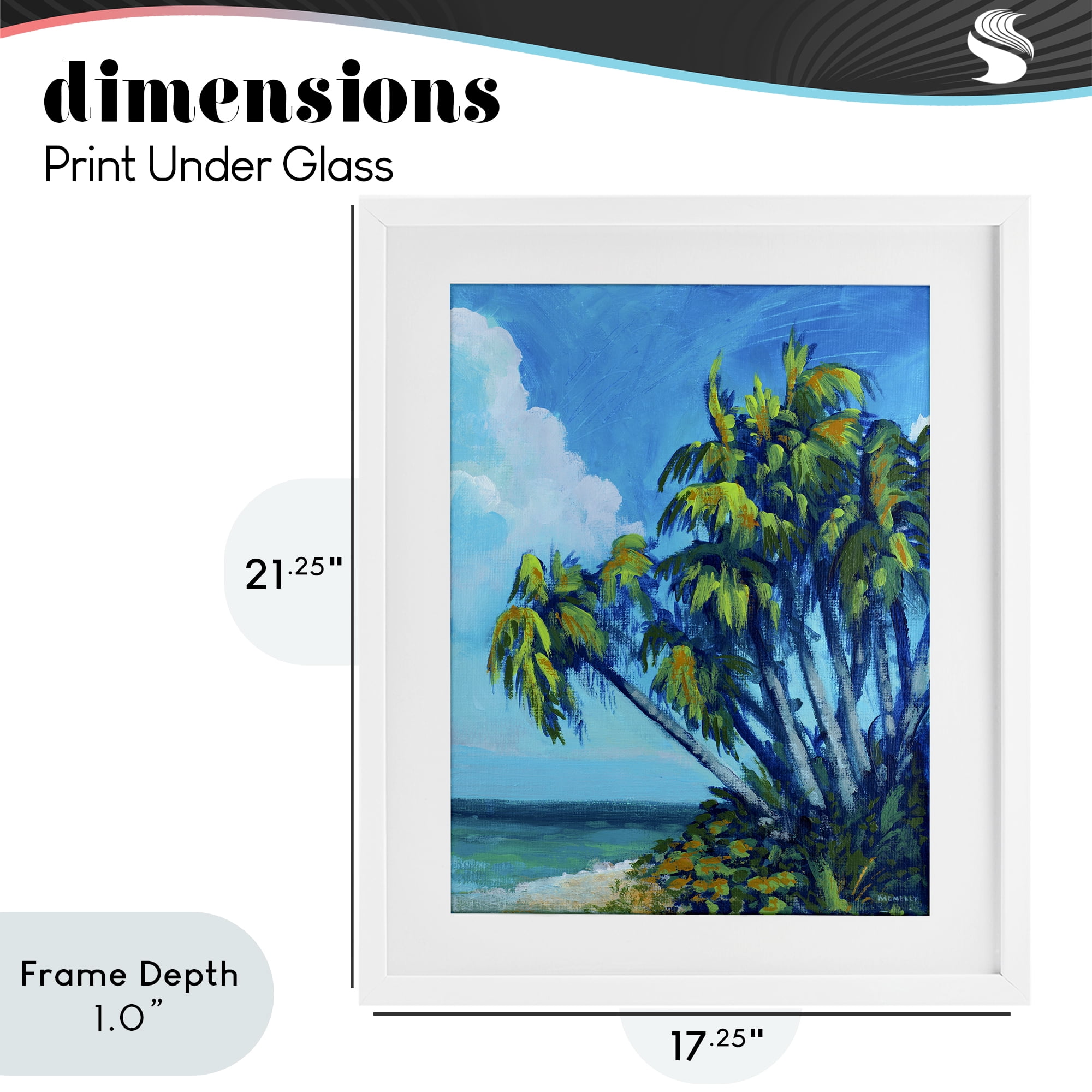Stupell Industries Cerulean Sky & Palms White Framed Print Under Glass, design by Dan Meneely