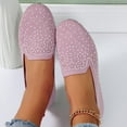 thumbnail image 4 of Breathable Flying Mesh Flat Shoes with Rhinestones for Casual Spring Summer Wear - Comfortable Round Toe Slip-On Design Pink,40, 4 of 9