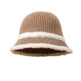 thumbnail image 1 of CSChome Fisherman Hat Women Winter Fisherman Hat - Striped Color Matching Thick Soft Plush Bucket, 1 of 6