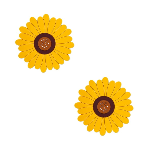 Wrapables Sunflower Coasters, Trivet Mats, Pot Holders for Cups, Drinks, Pots and Pans (Set of 2), Small