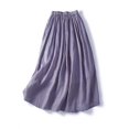 thumbnail image 4 of Summer Skirts for Women Women's Summer Solid Embroidery Elastic Waist Linen Ankle Skirt Basic Essentials Summer Vacation Beach Fashion, 4 of 9
