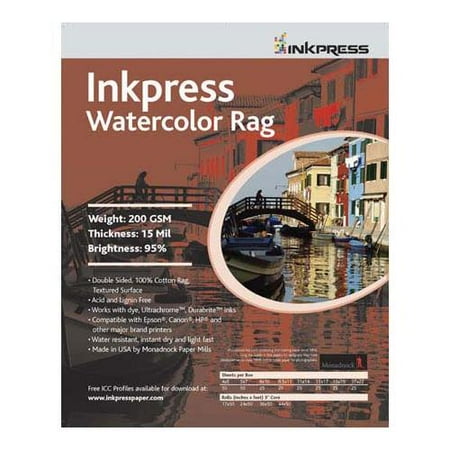 100% Cotton Rag Paper - Watercolor Texture Matte Archival Cotton Rag Inkjet Paper, 15 mil, 200 gsm, 4x6