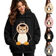 thumbnail image 3 of BOOMNY Womens Pet Pouch Hoodies Cute Penguin Graphic Cat Dog Hoodies for Women Kangaroo Pocket Soft Winter Animal Holder, 3 of 5
