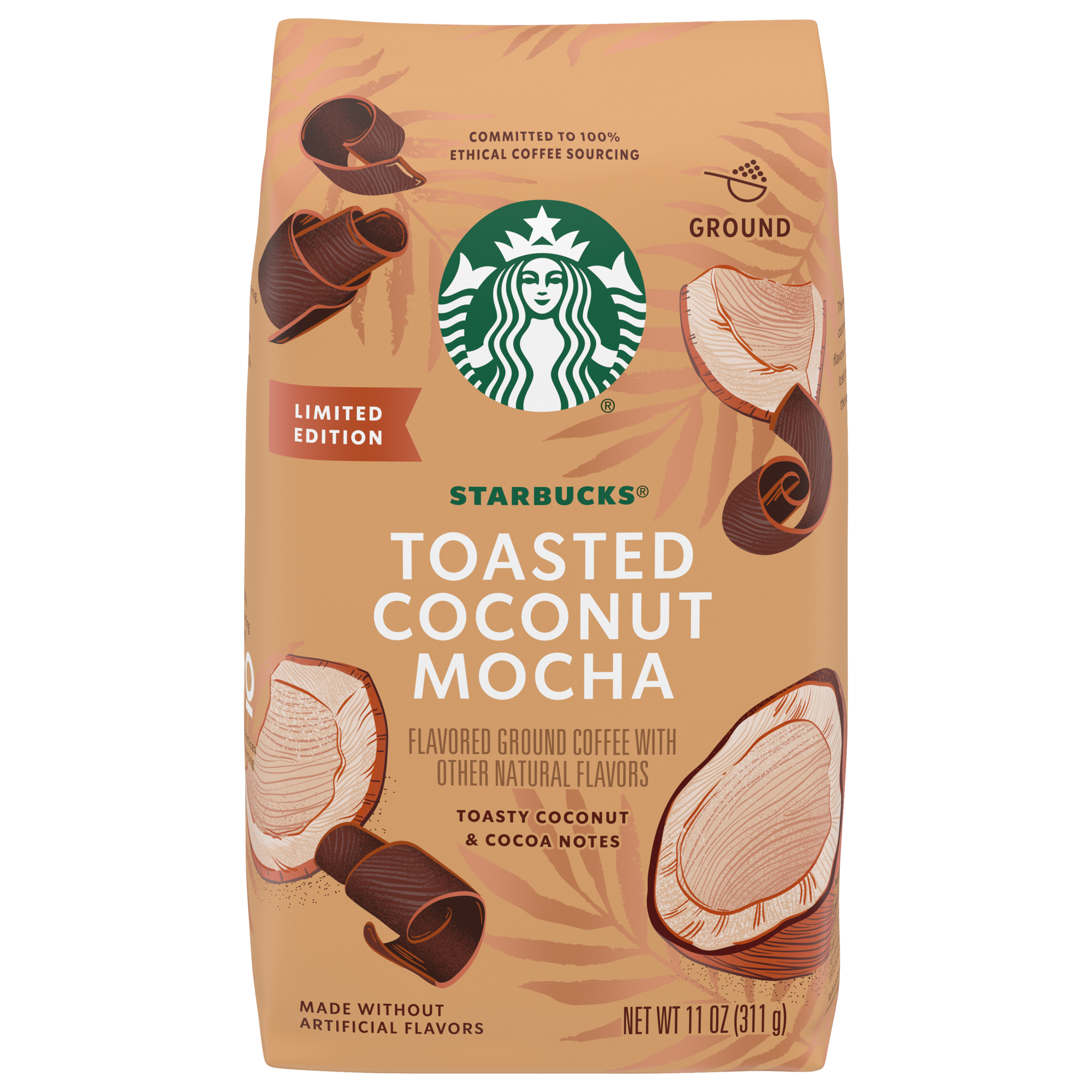 Starbucks Ground Coffee, Toasted Coconut Mocha, 11 OZ