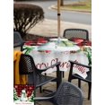 thumbnail image 4 of Outdoor Tablecloth with Umbrella Hole and Zipper, Christmas Snowman Square Table Cloth 60x60 Inch Waterproof Tablecloth, Red Black Check Xmas Tree Snowflake Picnic Table Cover for Patio Camping, 4 of 7