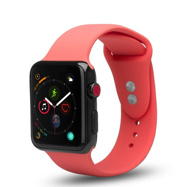 Apple Watch Soft Silicone Bands Dual Locking Stud Wristband for iWatch Apple Watch 1/2/3/4/Nike+ - Peach - Walmart.com