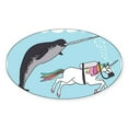 thumbnail image 1 of CafePress - Narwhal Swimming With Unicorn Sticker - Sticker (Oval), 1 of 1