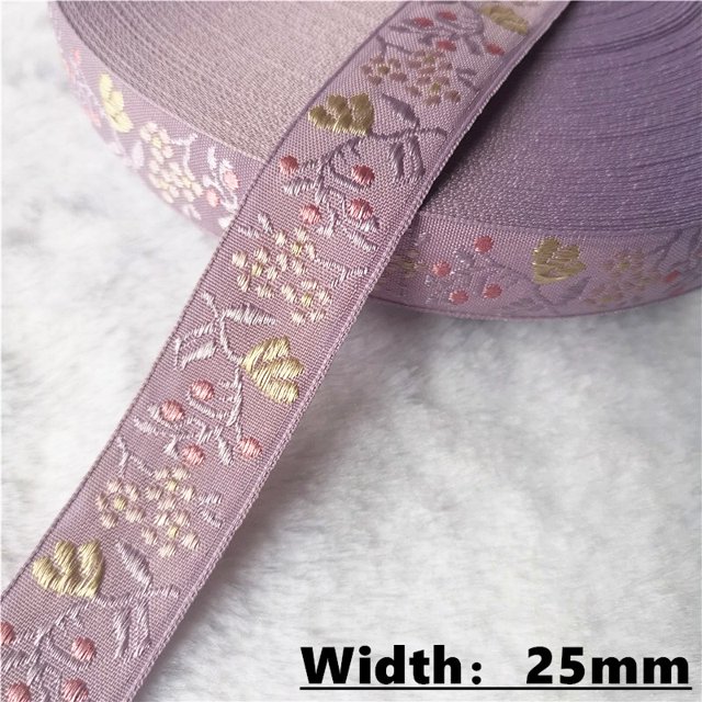 Cinta Jacquard de flores brillantes con purpurina, 5 yardas, 10-25MM, adornos para el cabello DIY, falda, accesorios para Collar de mascota