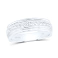 thumbnail image 3 of 10kt White Gold Mens Round Channel-set Diamond Milgrain Edge Wedding Band Ring 1/2 Cttw, 3 of 4