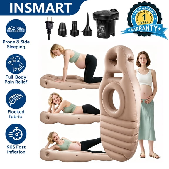 INSMART Inflatable Tummy Nest Pregnancy Pillow with Belly Hole, Belly Mattress for Pregnancy Pillow Stomach Sleepers,Inflatable Pregnancy Pillow Maternity Pool Float,Prenatal Massage Pillow