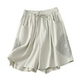 thumbnail image 2 of Babysbule Womens Summer Cotton And Linen Shorts Loose Solid Wide Leg Plus Size Fashion New Arrival Short Pants, 2 of 4